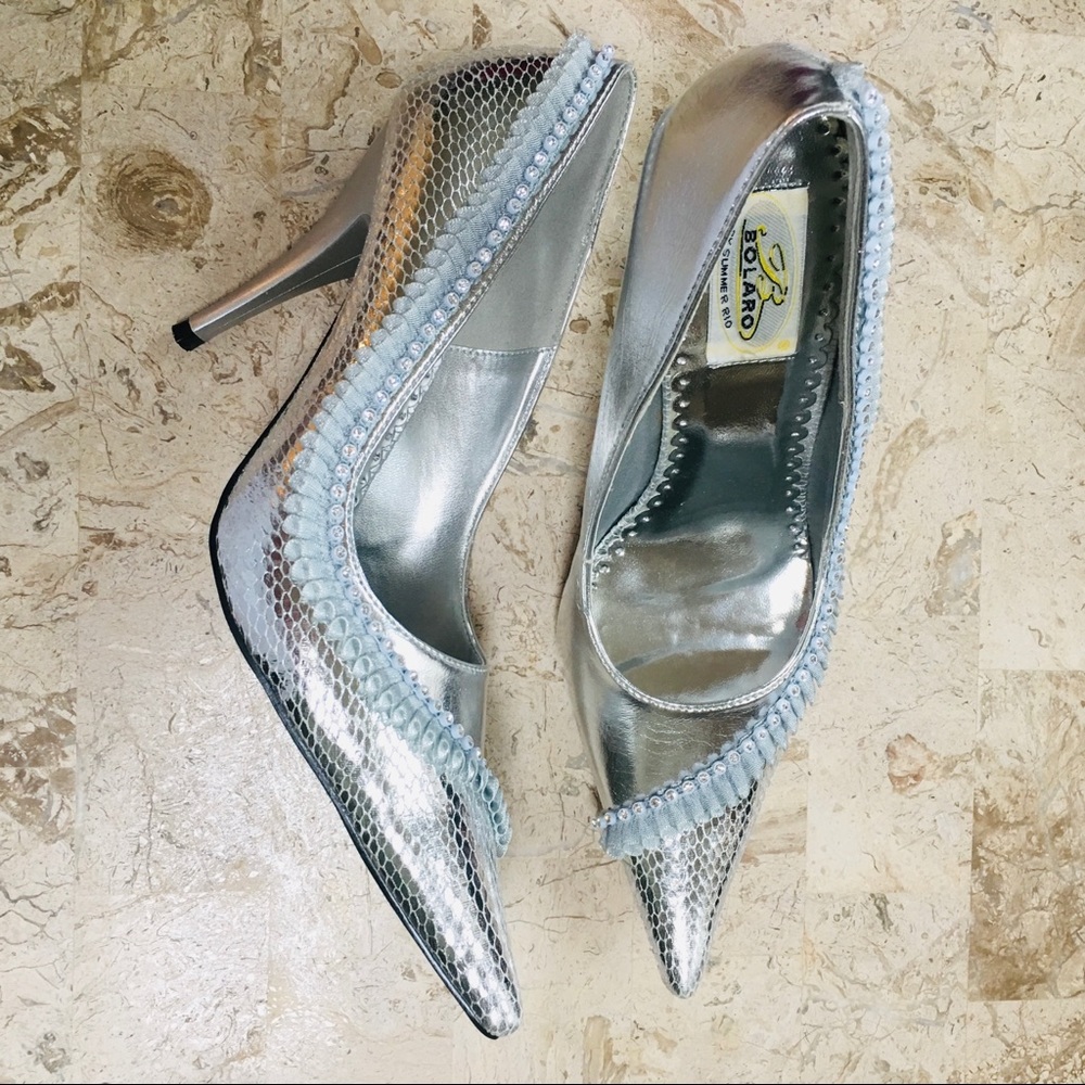 Silver Pointed Toe Stiletto Dress Pump Summer Rio